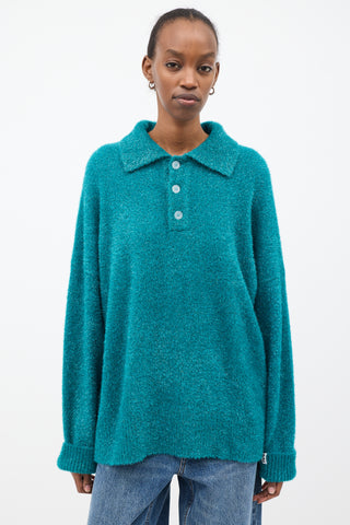 Bonsai Blue Tinsel Collared Sweater