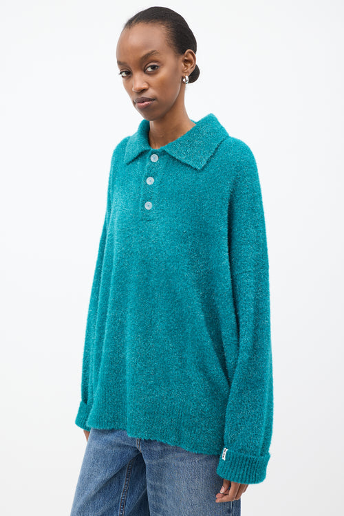 Bonsai Blue Tinsel Collared Sweater