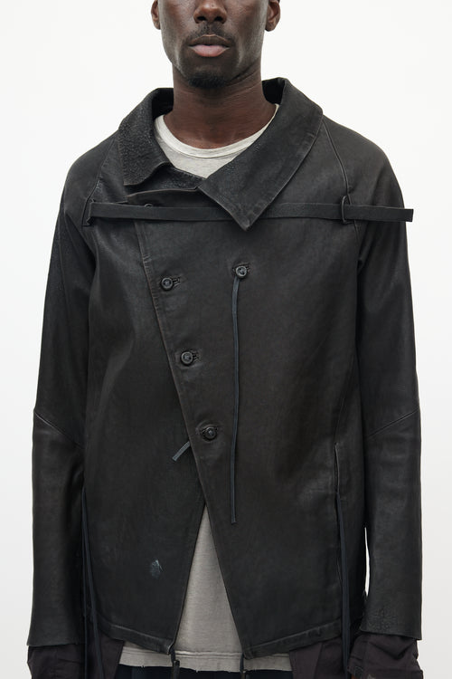 Boris Bidjan Saberi Black Leather Wrap Jacket