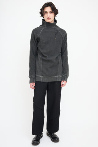 Boris Bidjan Saberi Dark Grey Ribbed Mock Neck Sweater