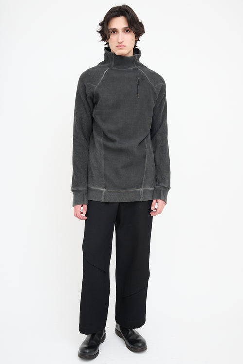 Boris Bidjan Saberi Dark Grey Ribbed Mock Neck Sweater