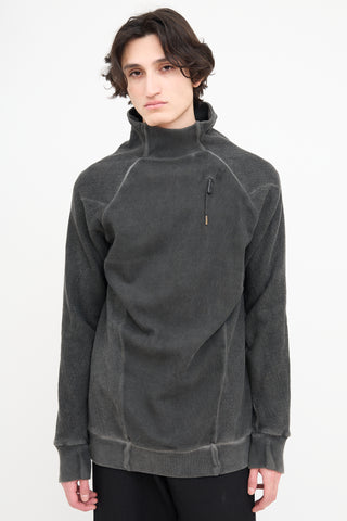 Boris Bidjan Saberi Dark Grey Ribbed Mock Neck Sweater