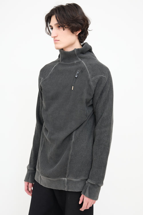 Boris Bidjan Saberi Dark Grey Ribbed Mock Neck Sweater