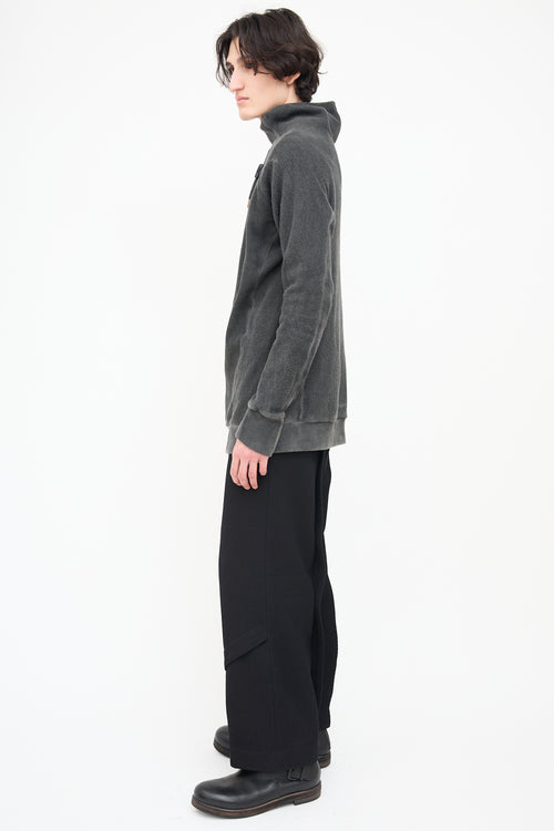 Boris Bidjan Saberi Dark Grey Ribbed Mock Neck Sweater