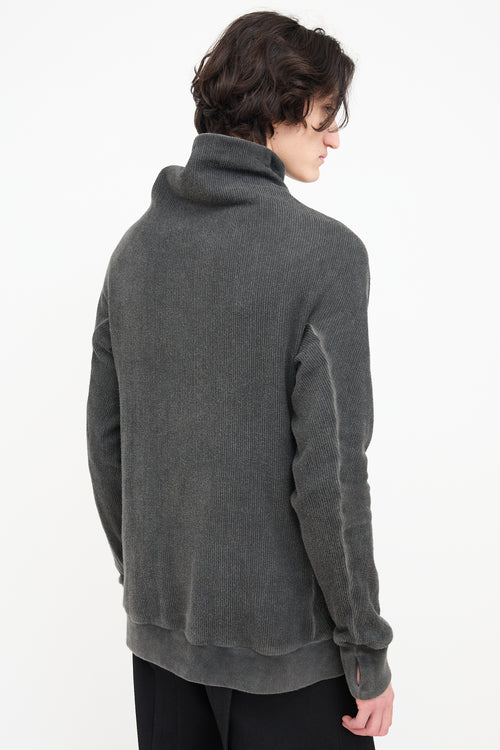 Boris Bidjan Saberi Dark Grey Ribbed Mock Neck Sweater