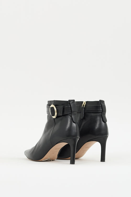 Boss Black Leather Pointed Toe Heeled Boot