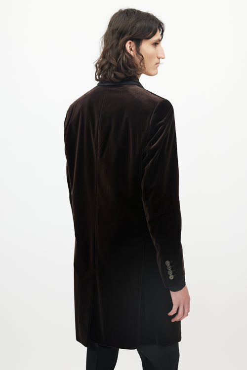 Boss Brown Velour Satin Trim Jacket