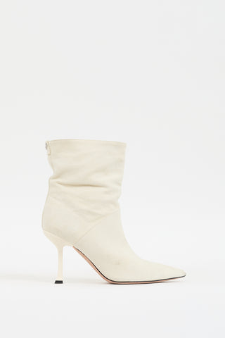 Boss Cream Suede Pointed Toe Heeled Boot