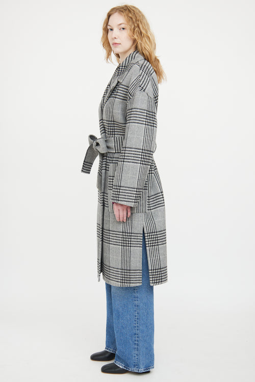 Hugo Boss Grey 
Black Wool Plaid Coat