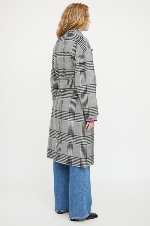 Hugo Boss Grey 
Black Wool Plaid Coat