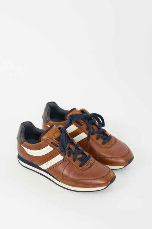 Hugo Boss Brown Leather Low Sneaker