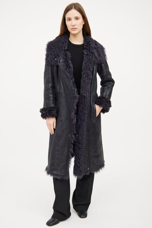 Boss Orange Navy Penny Lane Shearling Coat