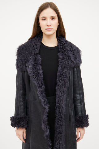 Boss Orange Navy Penny Lane Shearling Coat