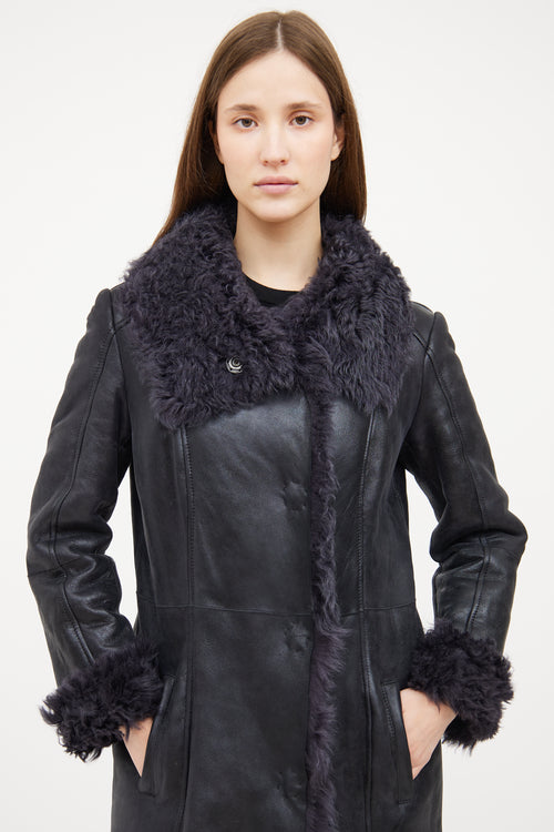 Boss Orange Navy Penny Lane Shearling Coat