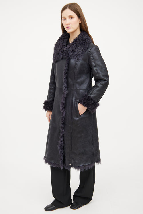 Boss Orange Navy Penny Lane Shearling Coat