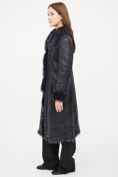 Boss Orange Navy Penny Lane Shearling Coat