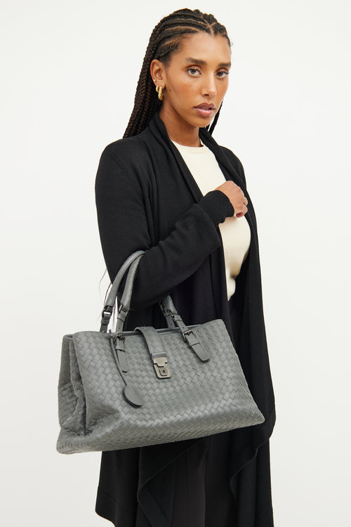 Bottega Veneta Grey Intrecciato Roma Tote