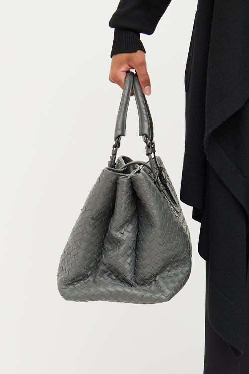 Bottega Veneta Grey Intrecciato Roma Tote