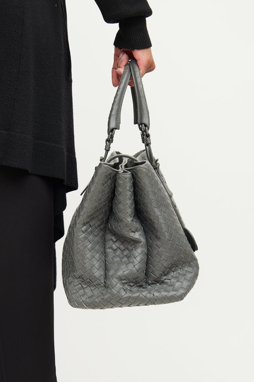 Bottega Veneta Grey Intrecciato Roma Tote