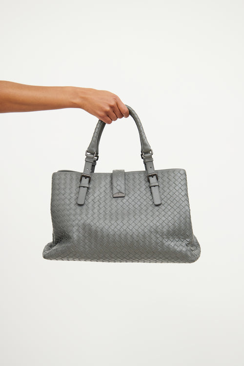 Bottega Veneta Grey Intrecciato Roma Tote