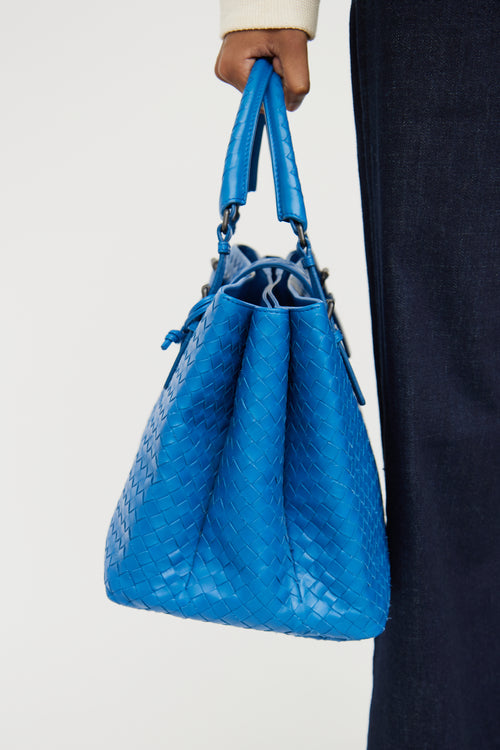 Bottega Veneta Blue Roma Intrecciato Tote Bag