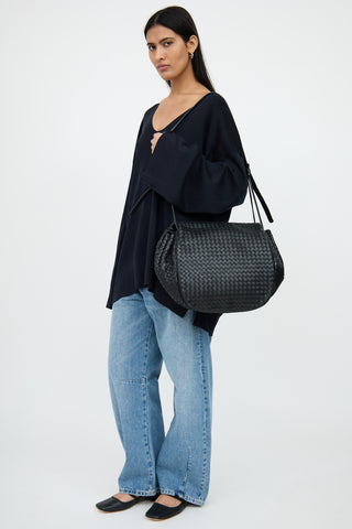 Bottega VenetaBlack Woven Messenger Bag