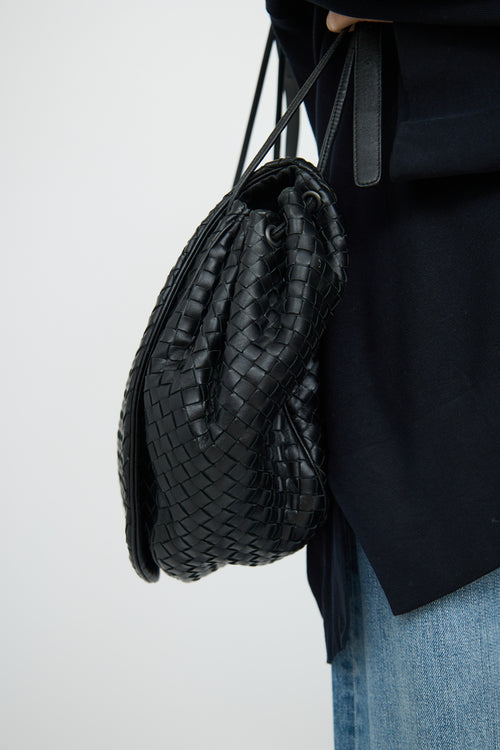 Bottega VenetaBlack Woven Messenger Bag