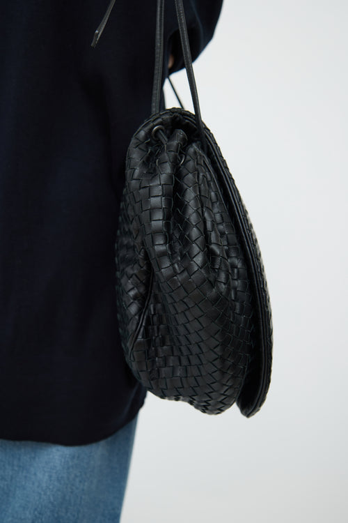 Bottega VenetaBlack Woven Messenger Bag