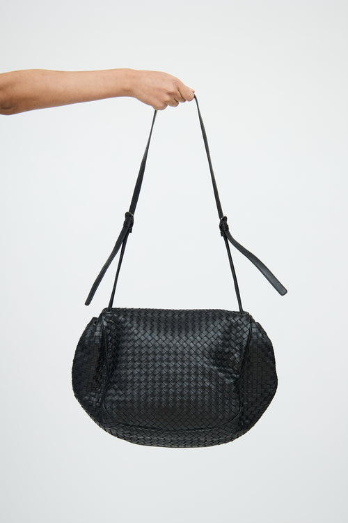 Black Woven Messenger Bag