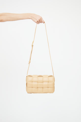 Beige Leather Classic Padded Cassette Bag