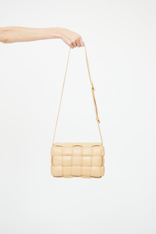 Beige Leather Classic Padded Cassette Bag