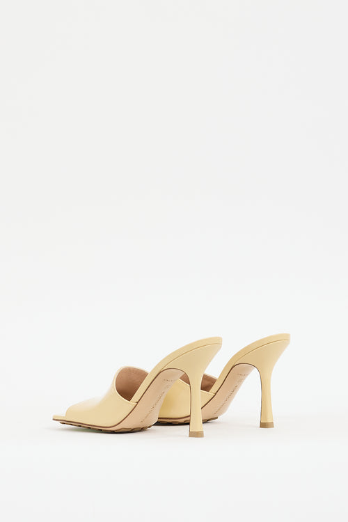 Bottega Veneta Beige Patent Leather Stretch Mule