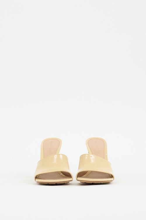 Bottega Veneta Beige Patent Leather Stretch Mule