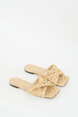 Bottega Veneta Beige Raffia Stretch Slide