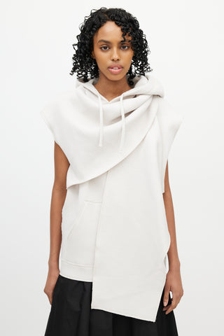 Bottega Veneta Beige Sleeveless Scarf Hoodie