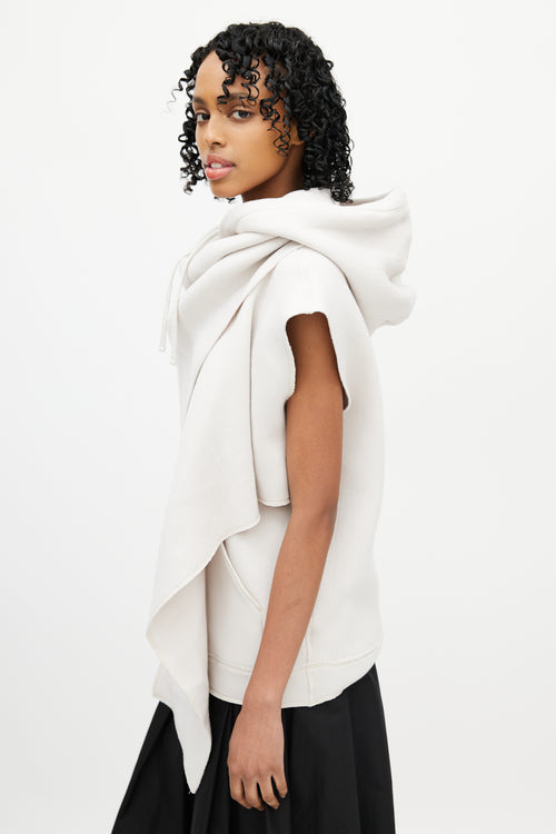 Bottega Veneta Beige Sleeveless Scarf Hoodie