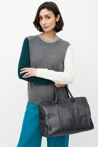 Bottega Veneta Black Boston Textured Bag