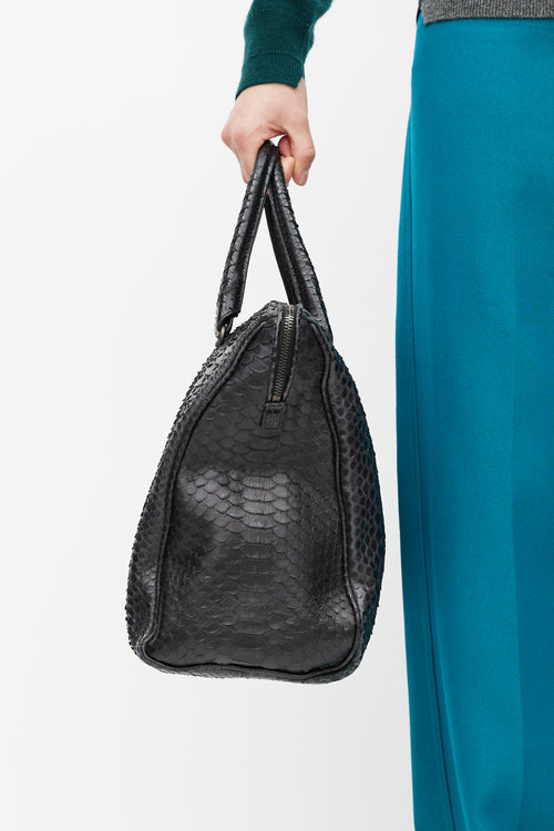 Bottega Veneta Black Boston Textured Bag