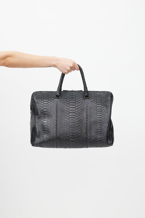 Bottega Veneta Black Boston Textured Bag