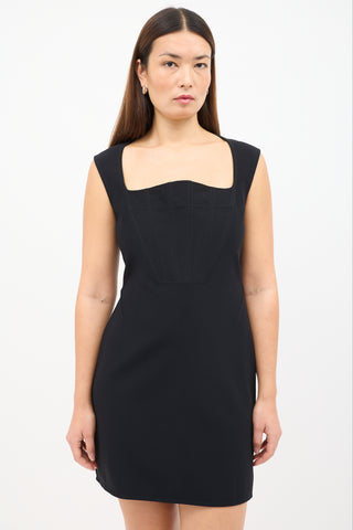 Bottega Veneta Black Compact Corset Panel Dress