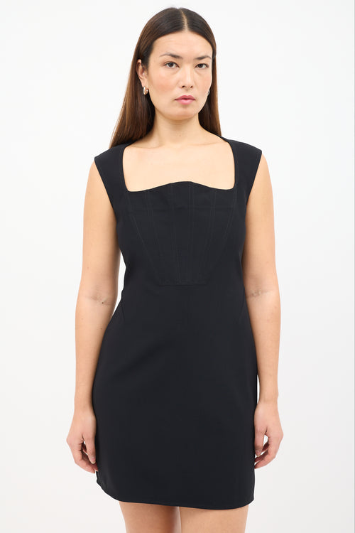 Bottega Veneta Black Compact Corset Panel Dress