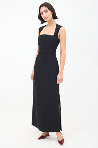 Bottega Veneta Black Corset Panel Maxi Dress