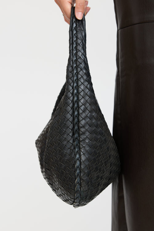 Bottega Veneta Black Leather Intrecciato Braided Bag