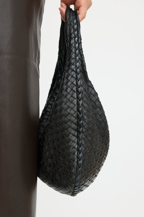 Bottega Veneta Black Leather Intrecciato Braided Bag