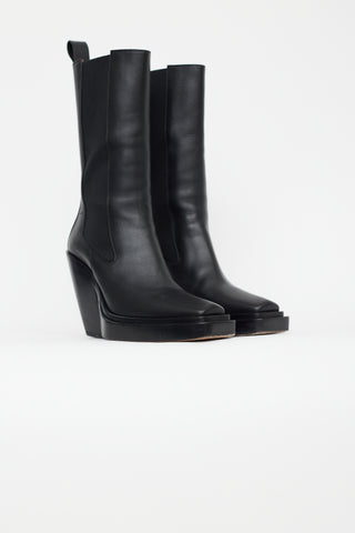 Bottega Veneta Black Leather Lean Chelsea Boot