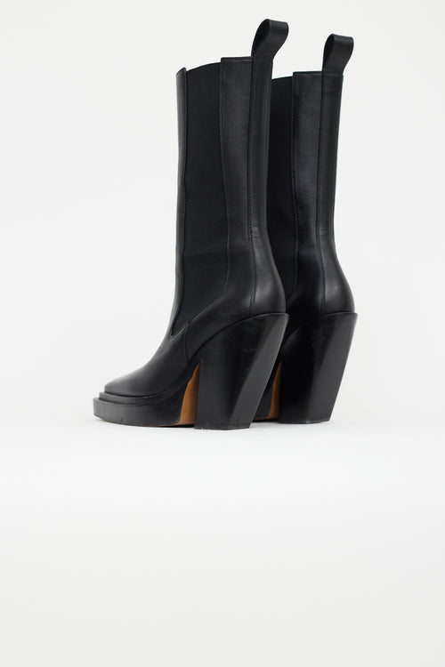 Bottega Veneta Black Leather Lean Chelsea Boot