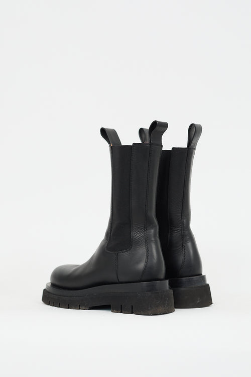 Bottega Veneta Black Leather Lug Chelsea Boot