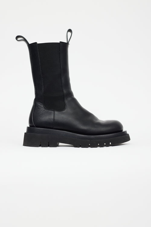 Bottega Veneta Black Leather Lug Sole Tire Boot