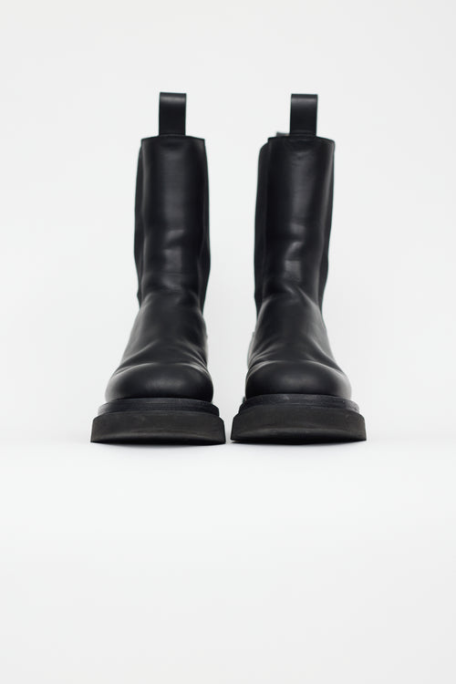 Bottega Veneta Black Leather Lug Sole Tire Boot