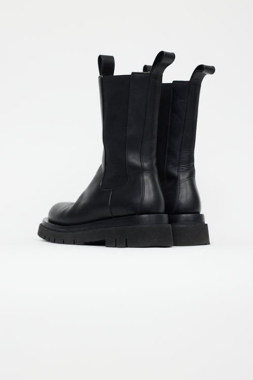 Bottega Veneta Black Leather Lug Sole Tire Boot